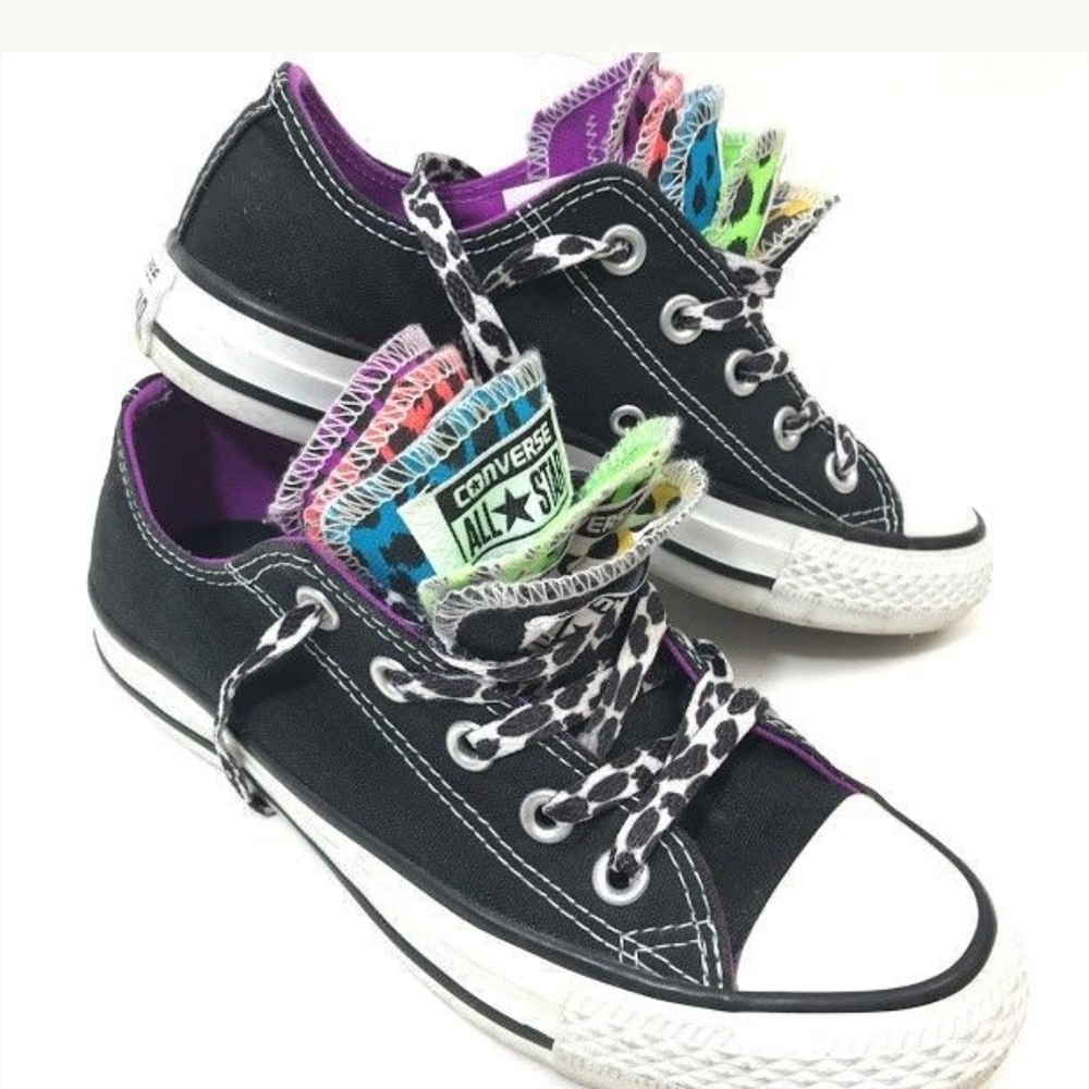 Converse Womens Black Sneakers with Colorful Accents